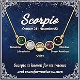 Birthday Gifts - Nymerianoble Natural Stone Zodiac Necklace Gifts for Women Girls Crystals and Healing Stones Necklaces Horoscope Necklace Gifts for Her Women