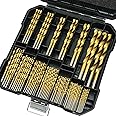 BeHappy 99 Pc Titanium Coated Drill Bit Set, Metal & Wood, High Speed Steel for Aluminum, Copper, Plastic, Hard Storage, 1/16"-1/2"