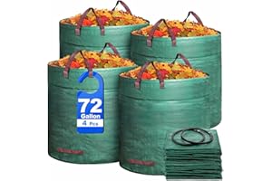 Mezchi 4 Pack 72 Gallons Reusable Yard Waste Bag, Large Lawn and Leaf Bags with 4 Reinforced Handles, Heavy Duty Large Garden