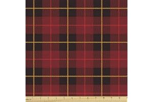 Lunarable Plaid Fabric by The Yard, Scottish Tartan with Traditional Colors Vintage Country Style, Decorative Fabric for Upho
