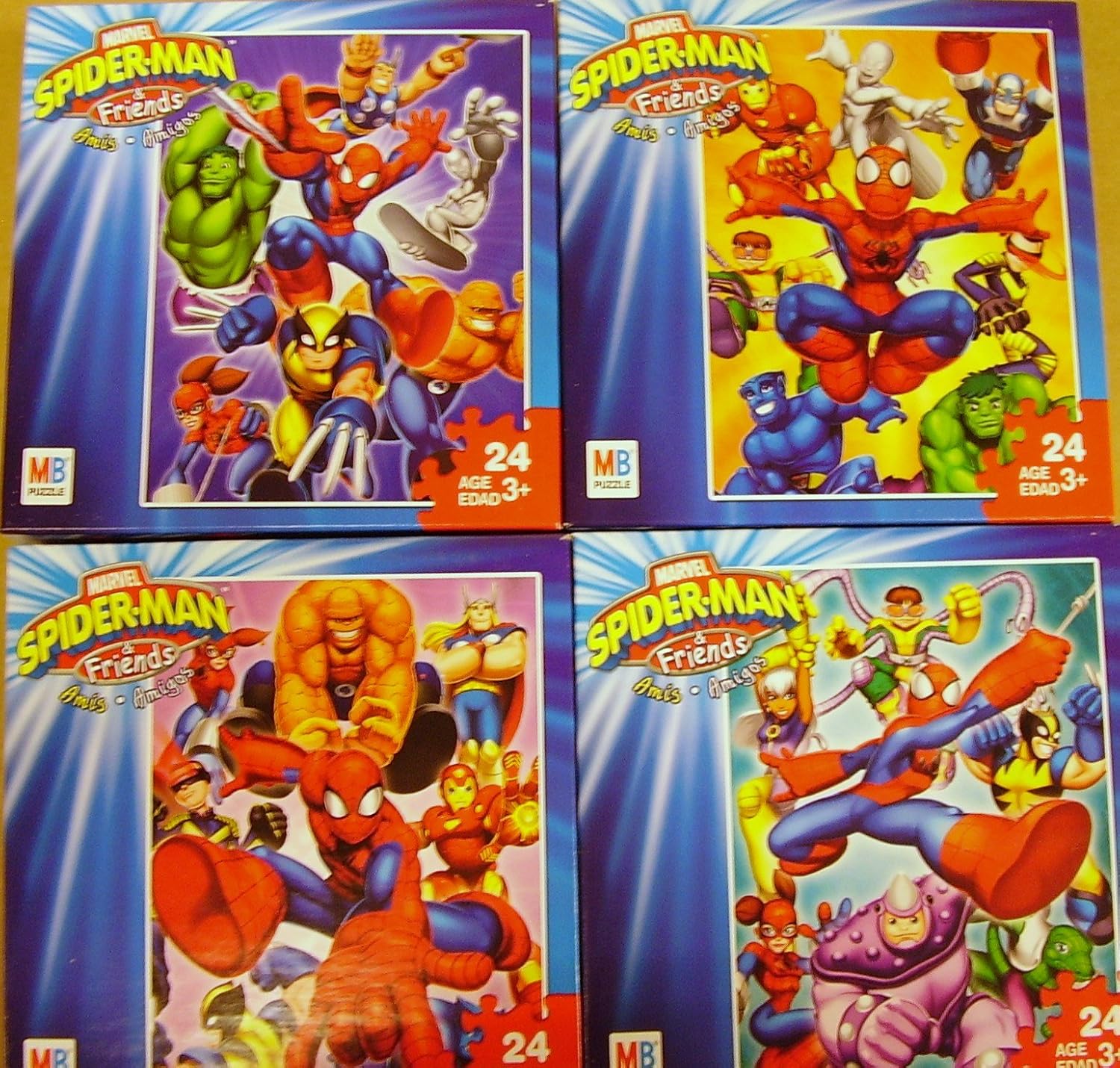 Marvel Spiderman and Friends 24 Piece Puzzles Set of 4