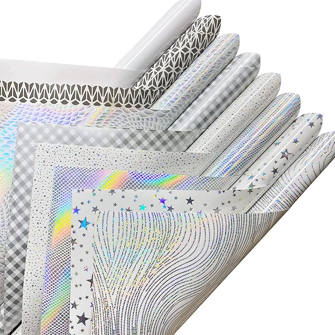 amazoncom kingsow 8 sheets white rainbow holographic heat transfer