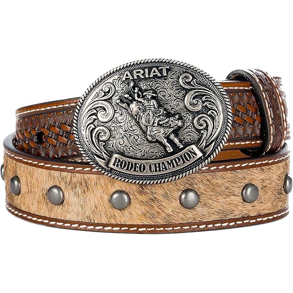 Ceinture Cody James Pour Garçon En Cuir Marron – Boucle Western à Longue Corne, Taille 20 (1,25 Pouces)