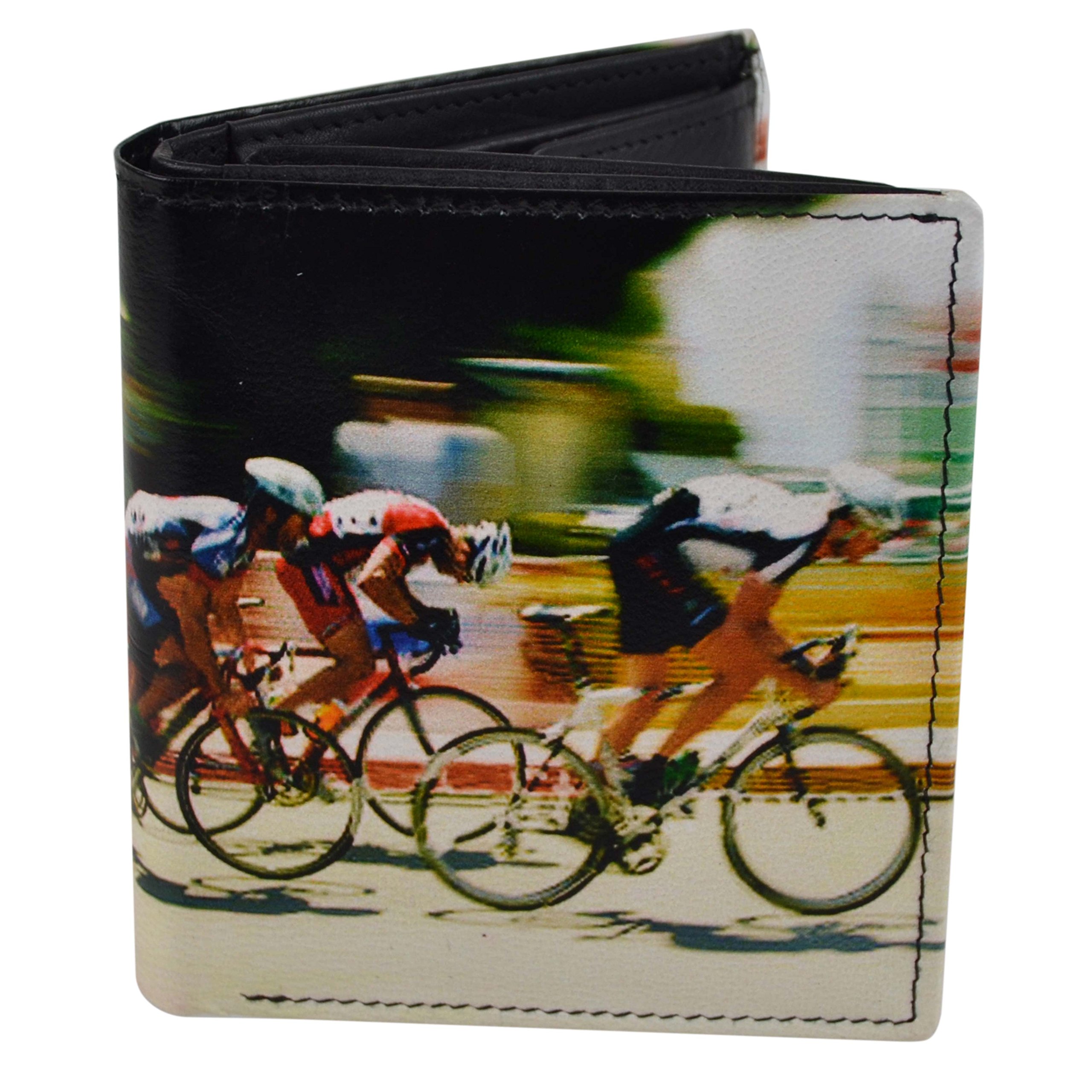 Golunski Mens Tri-fold LEATHER WALLET by Retro CYCLING Tour De France Gift Box Change Pocket
