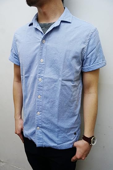 Amazon スコッチ ソーダ Scotch Soda 開襟シャツ Open Collar S S Shirt サックス S 半袖 無地 Sc 51 メンズ Sax 水色 シャツ 通販