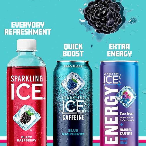 SPARKLING ICE CAFFEINE VARIETY PACK, FLAVORED SPARKLING WATER, ZERO SUGAR, WITH VITAMINS AND ANTIOXIDANTS, 16 FL OZ, 12 COUNT (CITRUS TWIST, BLACK RASPBERRY, BLUE RASPBERRY, STRAWBERRY CITRUS)