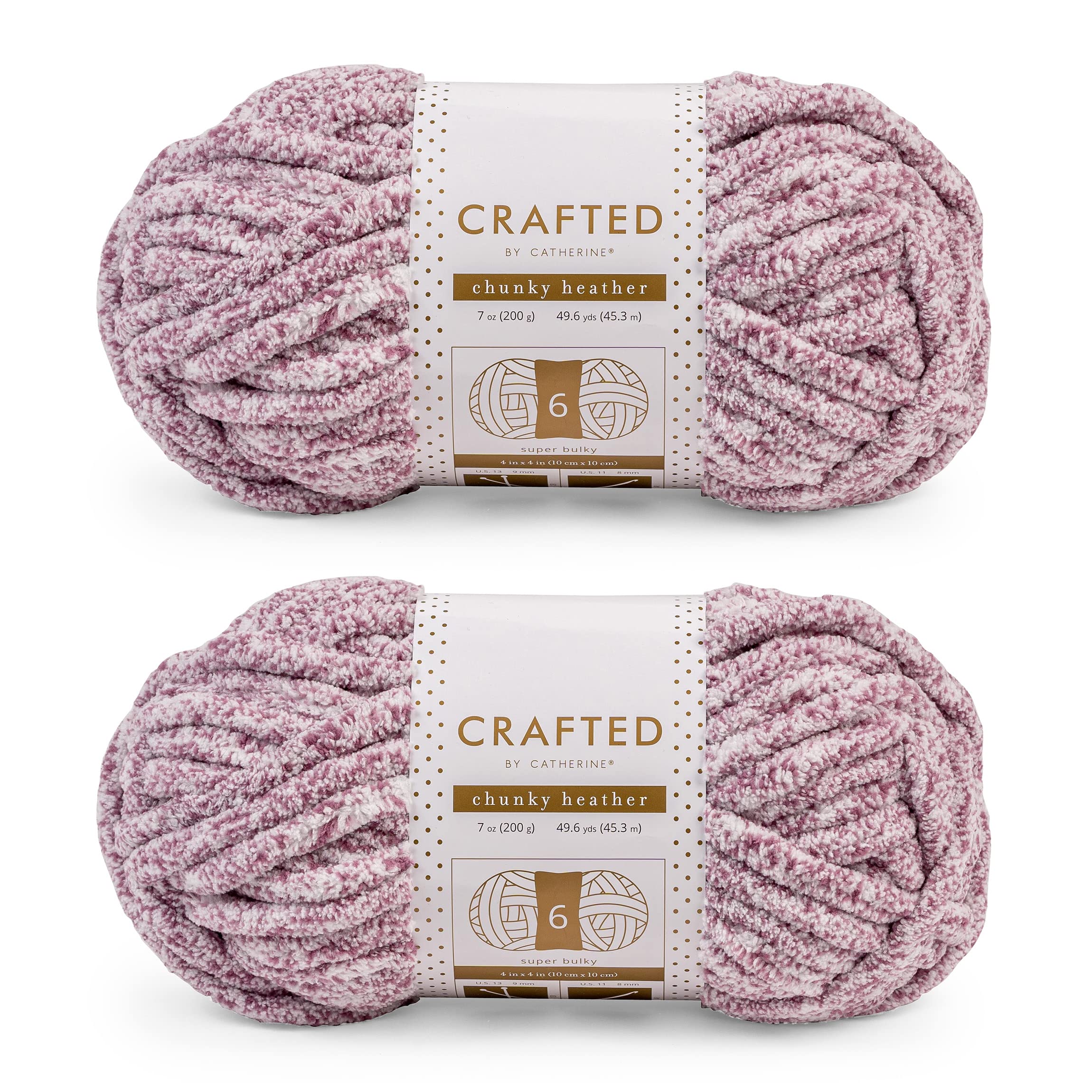 Photo 1 of Crafted By Catherine Chunky Heather Solid Yarn - 2 Pack (49 Yards Each Skein), Purple, Gauge 6 Super Bulky