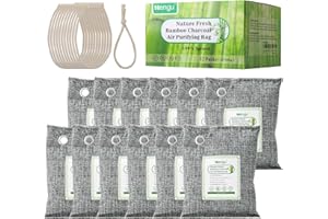 HENGU Activated Charcoal Odor Absorber (Large, 12 Pack, 100g each), Natural Charcoal Bags Odor Absorber Bamboo Charcoal Air Purifying Bag for Home, Fridge, Cabinet