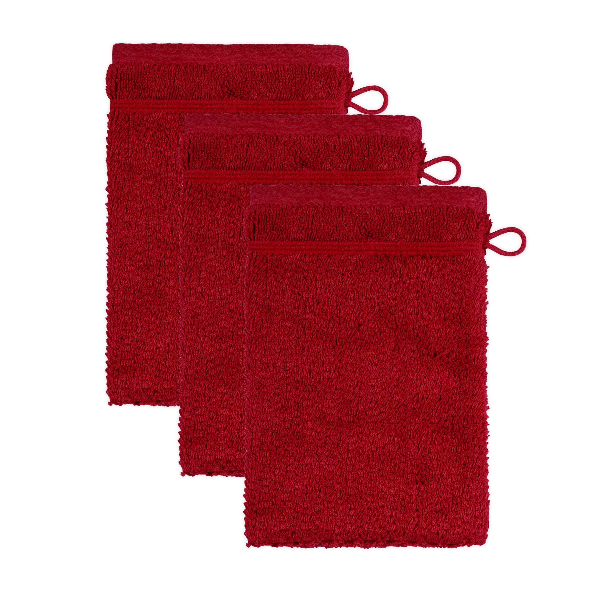 Frottana Pearl wash glove 15 x 20 cm made of 100% cotton, ruby 3er set