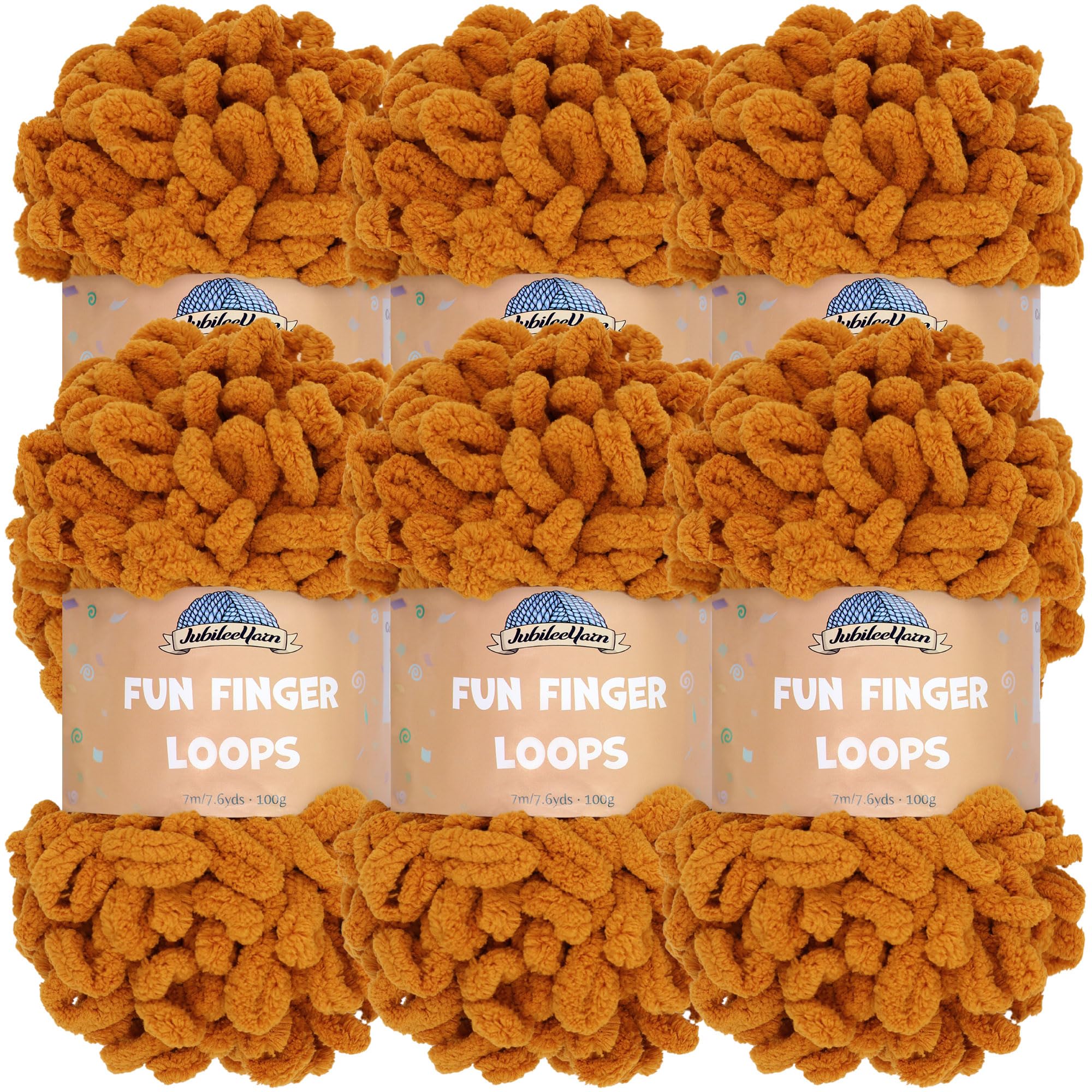 JubileeYarn Fun Finger Loops Yarn - Polyester Jumbo Weight Loop Yarn - 100g/Skein - Chocolatier - 6 Skeins