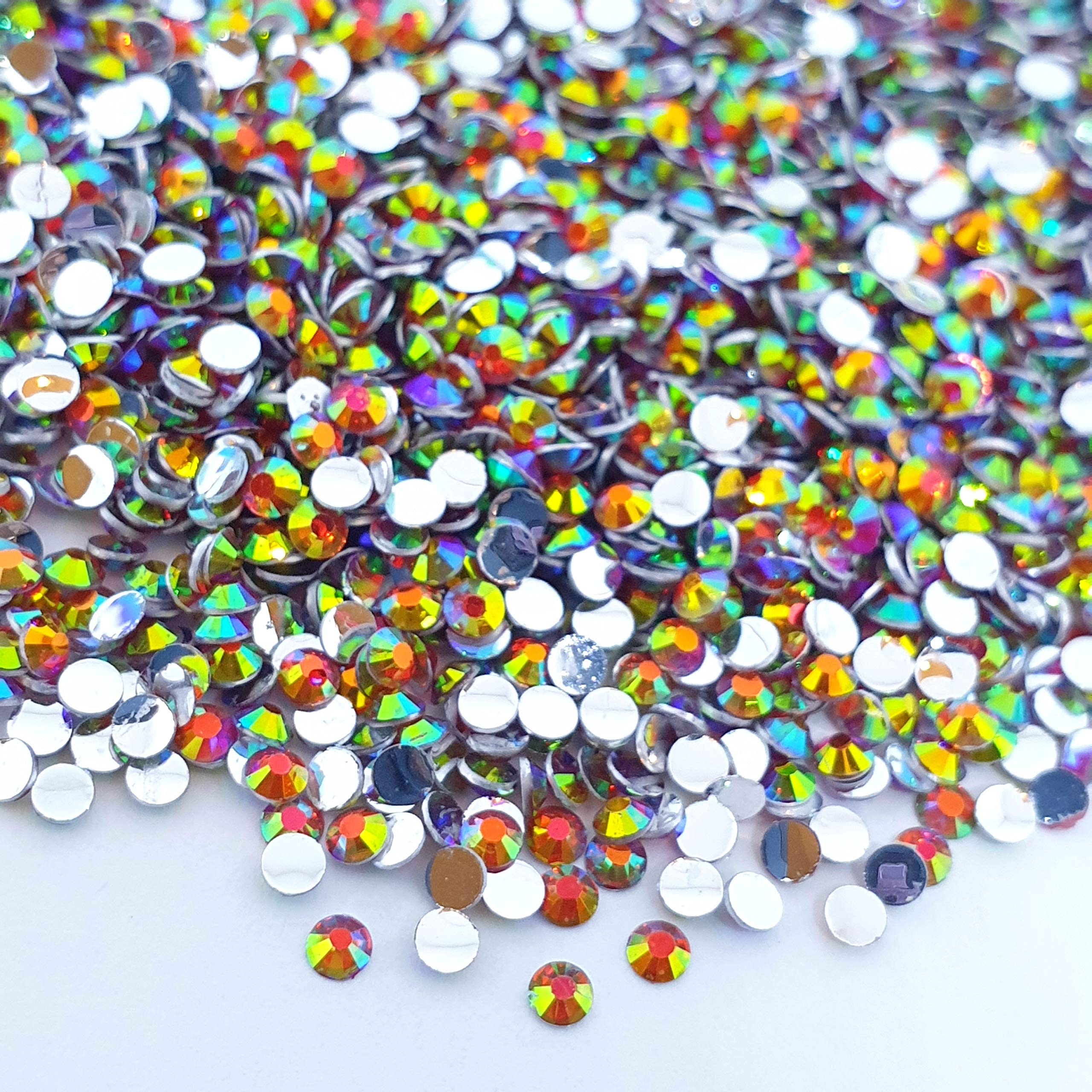 MajorCrafts 4000pcs 2mm ss6 Crystal AB Coated Flat Back Round 14 Facets Small Resin Rhinestones Embellishment Gems (Crystal Light Red Siam AB20)
