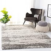 SAFAVIEH Hudson Shag Collection Area Rug - 9' x 12', Ivory & Grey, Abstract Design, Non-Shedding & Easy Care, 2-inch Thick Id