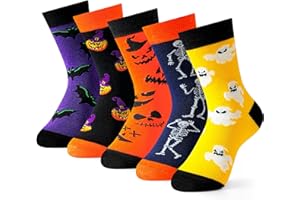 Moyel 5 Pairs Halloween Socks Kids Funny Halloween Gifts for Boys Girls Cute Boo Basket Stuffers for Kids Fun Party Favors