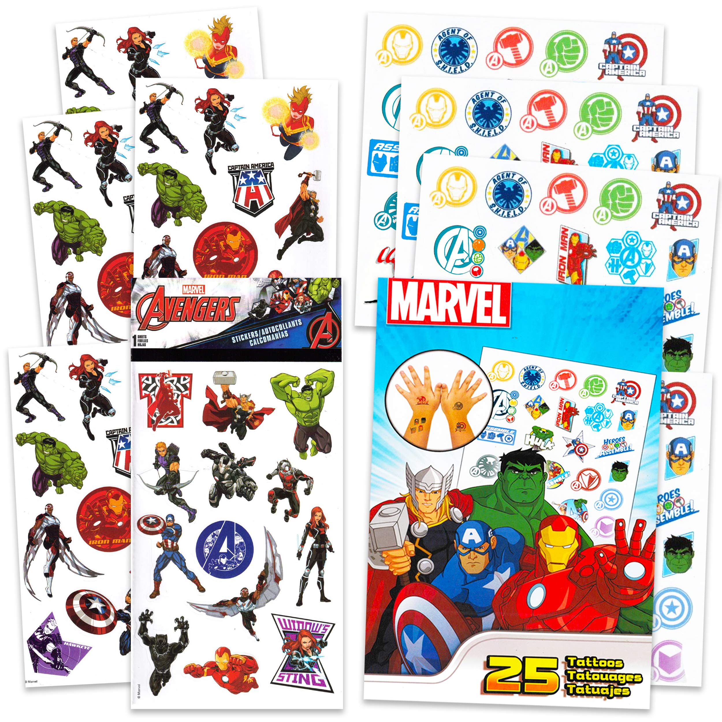 Buy Marvel Avengers Stickers and Tattoos 8 Pack 200 Avengers