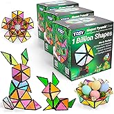 TOSY Magnet Pyramid Glow - 1 Cube Transforms into 1 Billion Shapes (Bunny, Egg Basket, Flowers, Heart), Easter Birthday Gift, 12 pcs, 243 Magnets, Glowing, Holographic Design, Puzzle/STEM Toy, 3-Pack