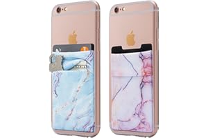 Cardly Wallet | Card and Money Holder for Cell Phone | Sticks On Case (Blue & Pink Marble)