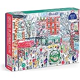 Galison Christmas in Greenwich Village – 1000 Piece Michael Storrings Jigsaw Puzzle Featuring Beautiful Artwork of The NYC Ne
