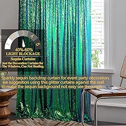 DUOBAO Colorful Green Sequin Backdrop Curtain