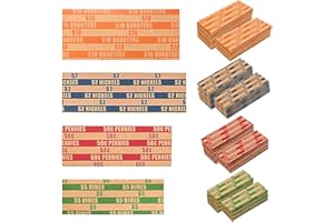 L LIKED 500 Assorted Bundle Flat Striped Coin Wrappers, 125 of Each (500 Assorted)