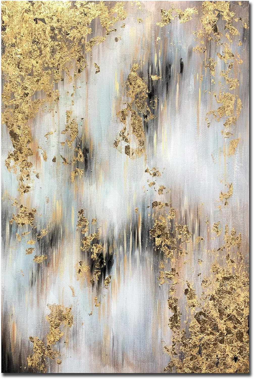 Amazon Com Tiancheng Art 24x36 Inch Modern Golden Decorative Artwork 100 Hand Painted Contemporary Abstract Oil Paintings On Canvas Wall Art Ready To Hang For Home Decoration Wall Decor Paintings