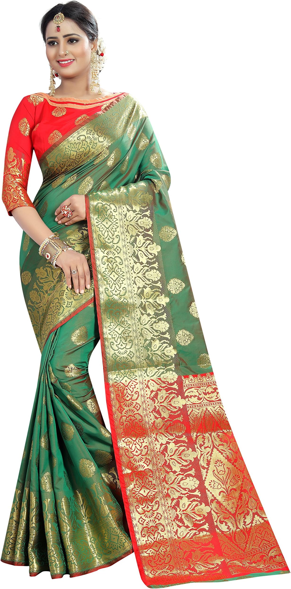 Kalapy Fashion Women's Banarasi Silk Saree With Blouse Piece