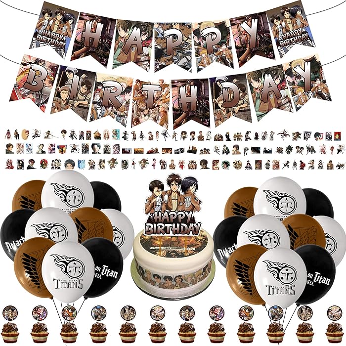 Buy 138 Pcs Attack on Titan Party Decoration, Happy Birthday Banner