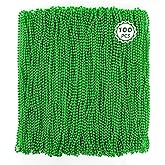 100 PCS St Patricks Day Beads Necklace, Mrdi Gras Beads Bulk, 33 Inches Round Beads Necklace Accessories Set, Luck Irish Beads Parade Throw Accessories for Mardi Gras St Patricks Day Party Favors