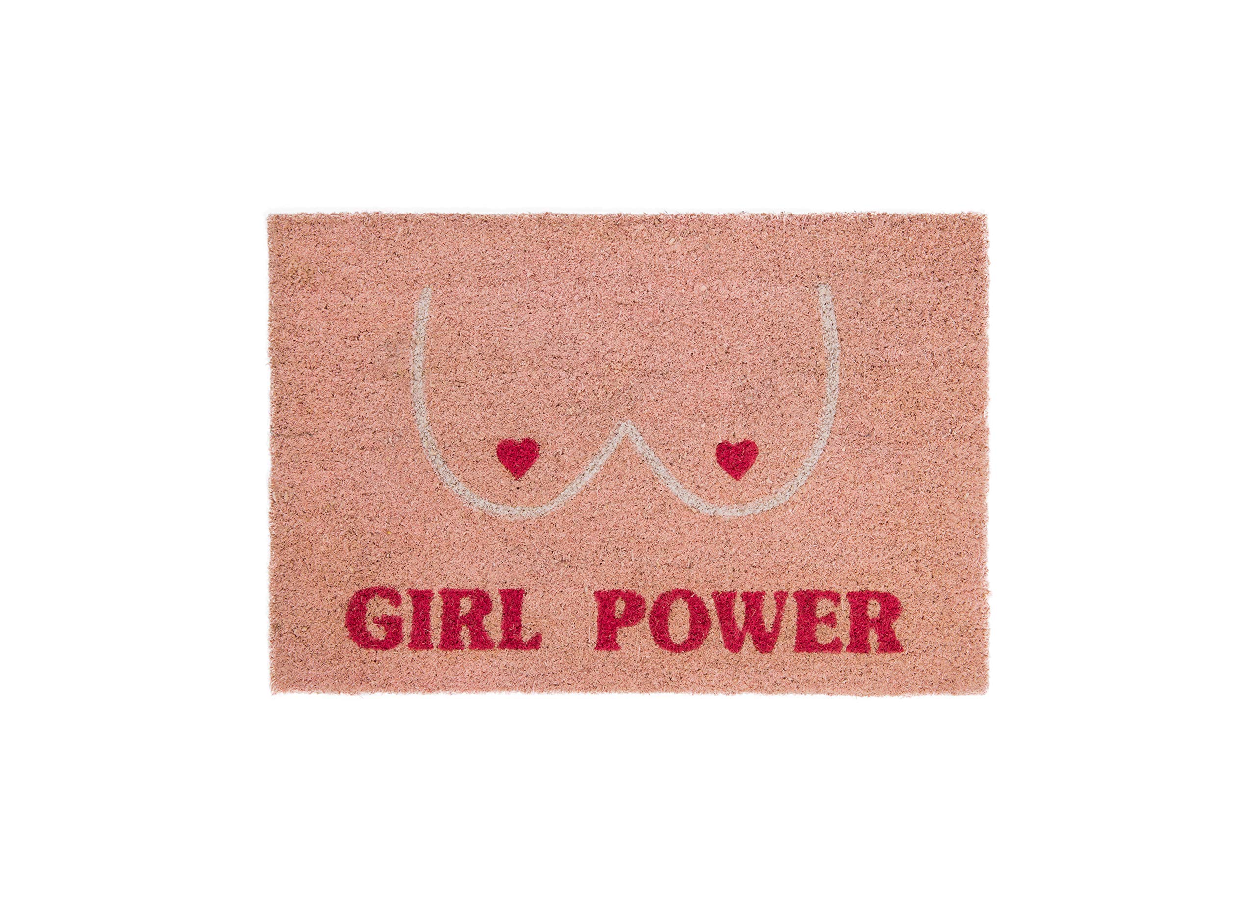 Fisura - “Girl Power” Coir Door Mat, Dirt Trapper Doormat with Non-Slip PVC Backing, Indoor & Outdoor Front Door Entrance Mat. Hand Painted. 27x15 inch — image 1
