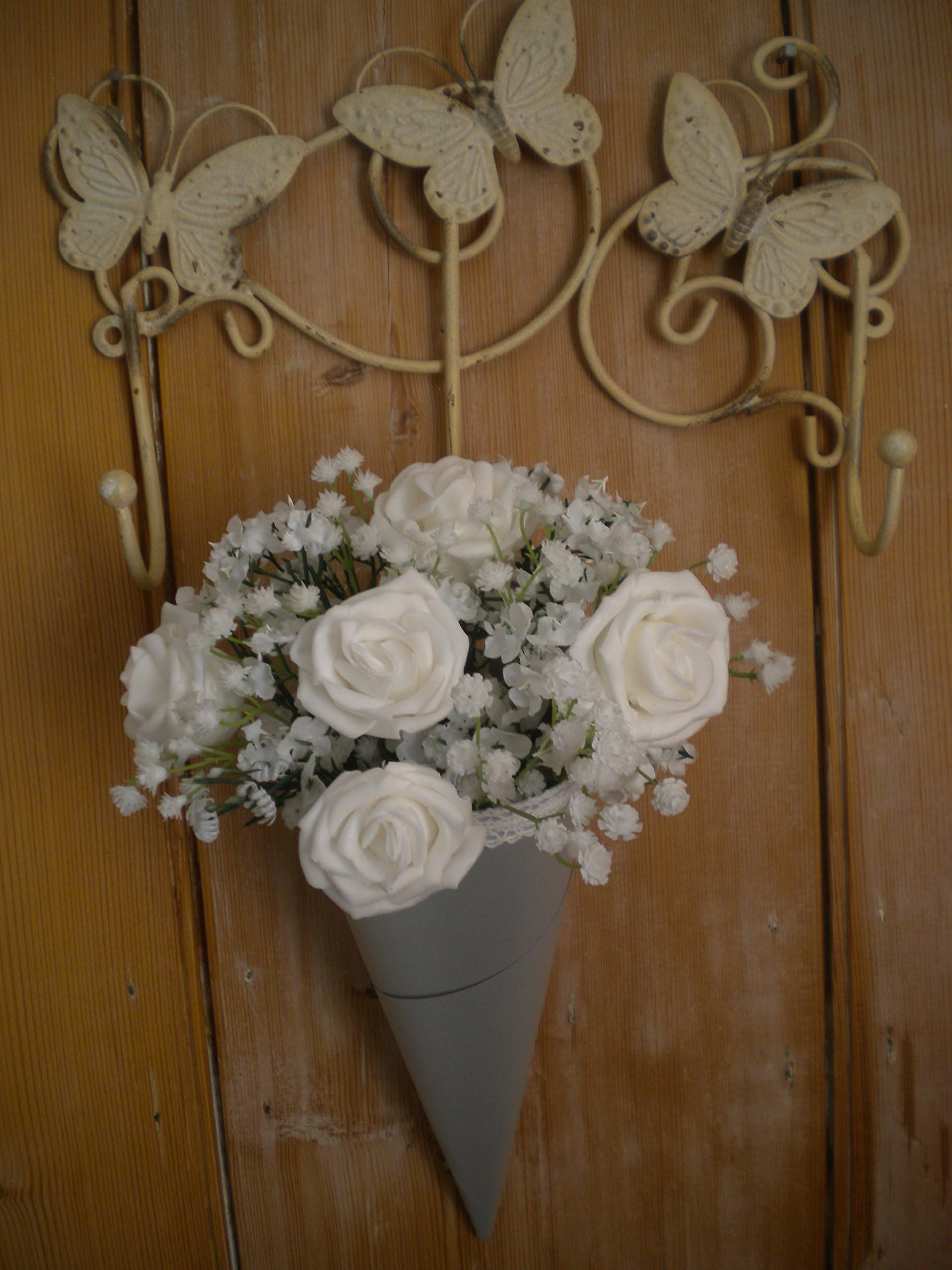 10 x Silver metallic Pew/Church aisle hanging decoration