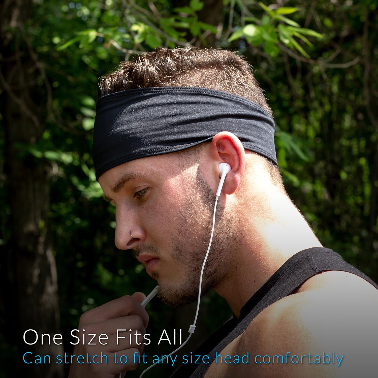 Sports Headband: UNISEX Fitness Headbands For Women & Men. Head Band Sweatband for Running, Yoga, Workout Gym Exercise. NO SLIP Sport Sweatbands & Sweat Wicking Athletic Head Wrap Bands Black: Clothing