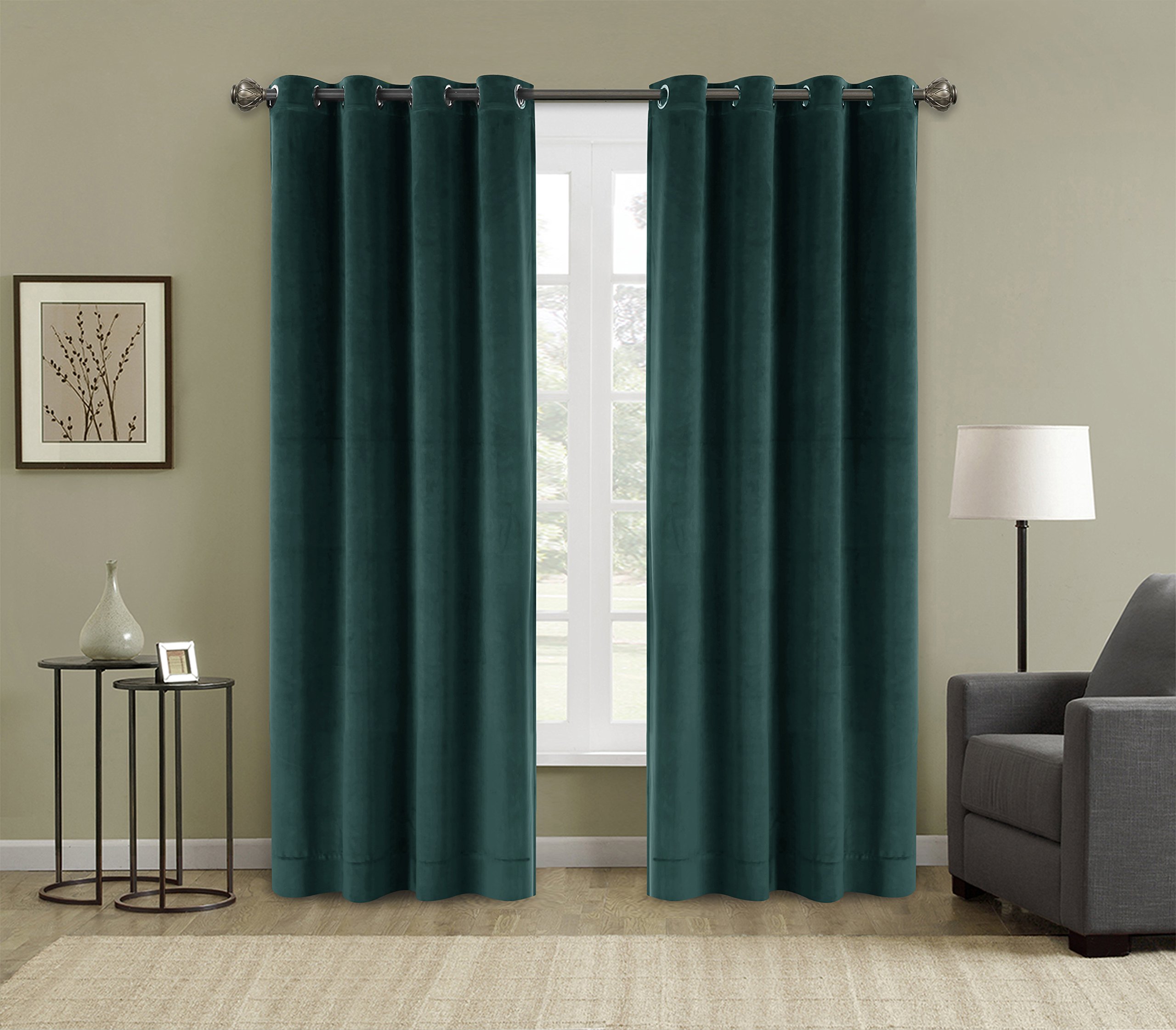 FirstHomer Solid Heavy Velvet Curtain Drape Panel Blackout Super Soft