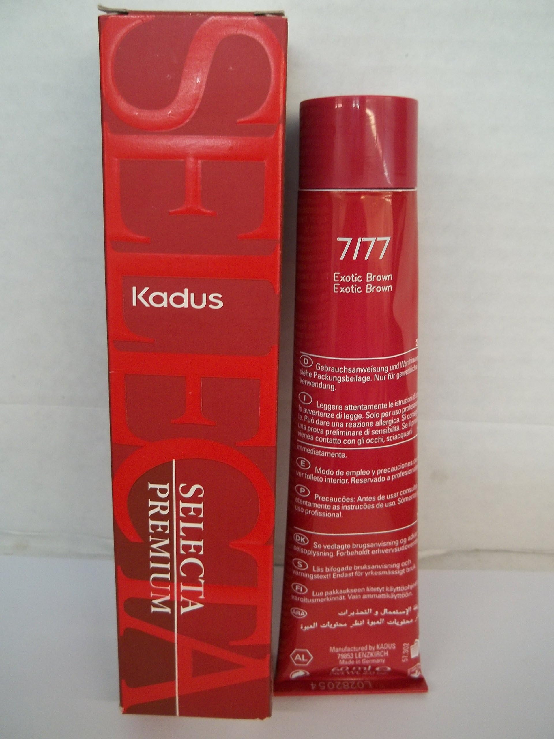 Kadus Selecta Premium Permanent Cream Hair Coloring Cream - 2 Fl. Oz. Tube - 7/77 Exotic Brown
