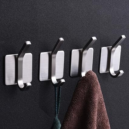 Weirun SUS304 - Estante Para Llaves De Acero Inoxidable 3M Autoadhesivo Con 4 Ganchos, Organizador De Almacenamiento De Garaje, Para Baño, Cocina, Soporte De Pared, Estilo Contemporáneo, Acabado