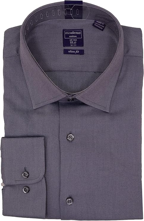 Mens Slim Fit Solid Charcoal Gray Twill Spread Collar Cotton Dress Shirt at Amazon Menâs 