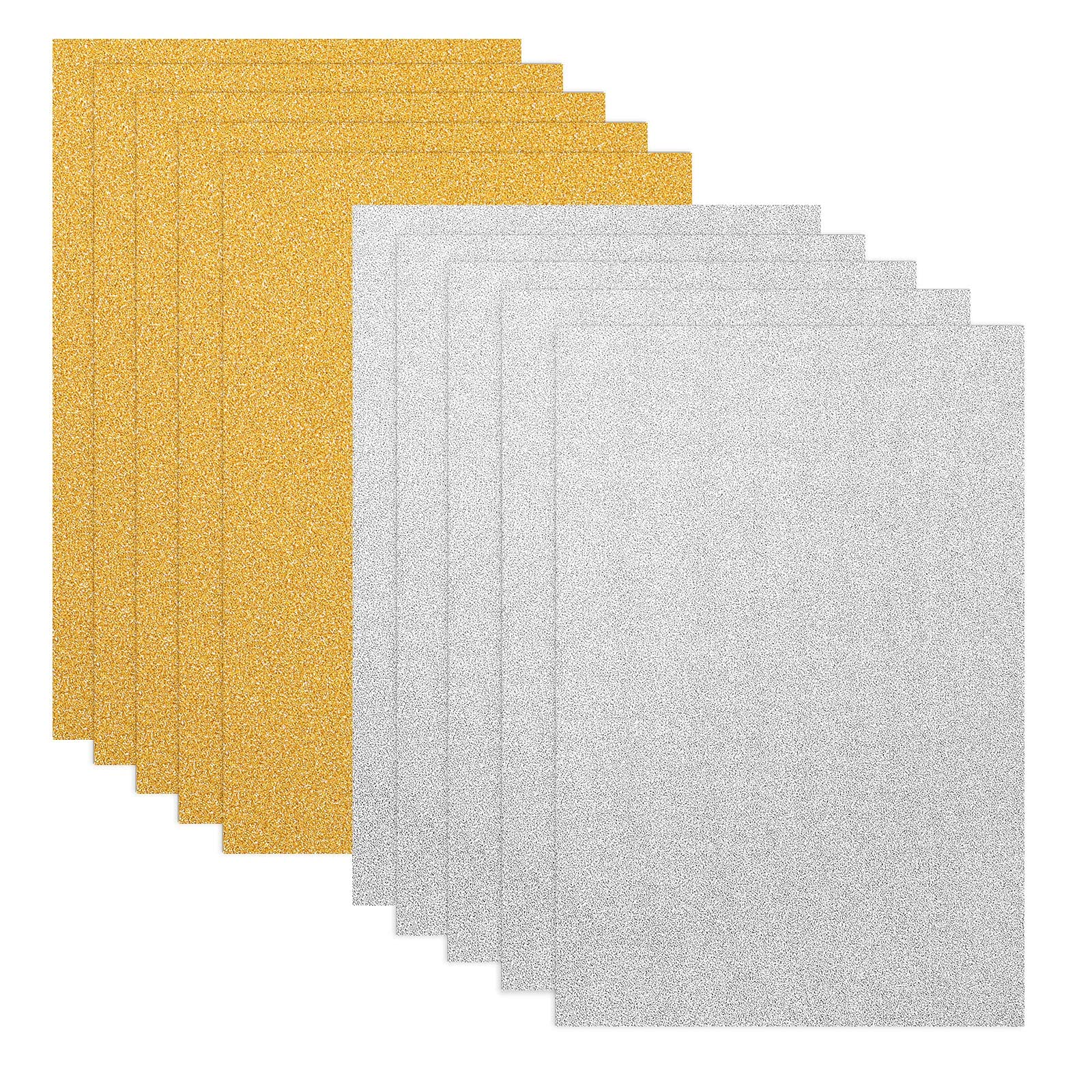 Ultnice 10 Sheets A4 Glitter Paper for Crafts (Silver & Gold)