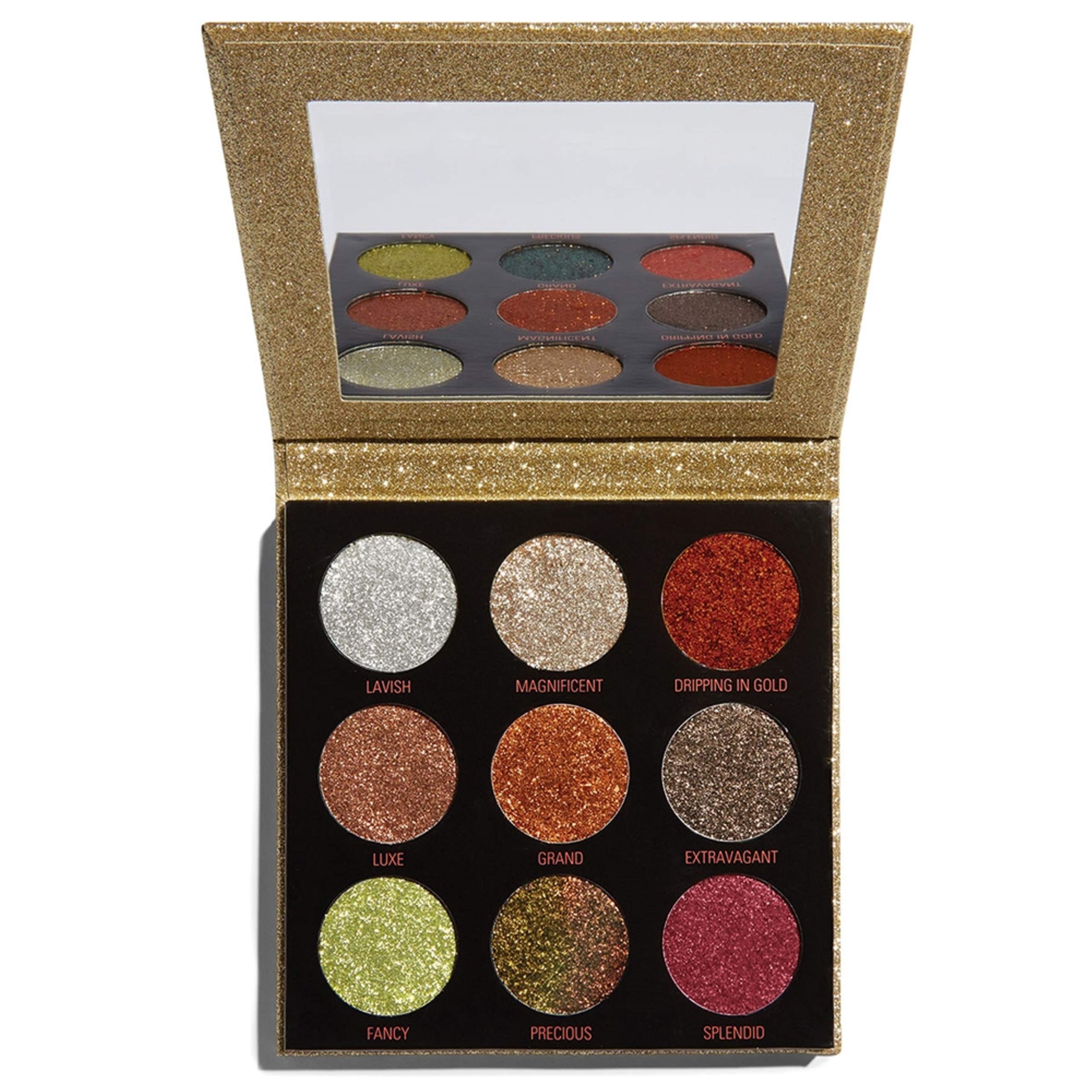 Makeup Revolution, Pressed Glitter, Eyeshadow, Midas Touch, 9 Shades, 13.5g