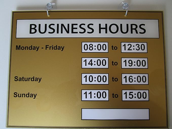 Opening hours sign, Opening times, Business Hours Sign Plexiglas XT