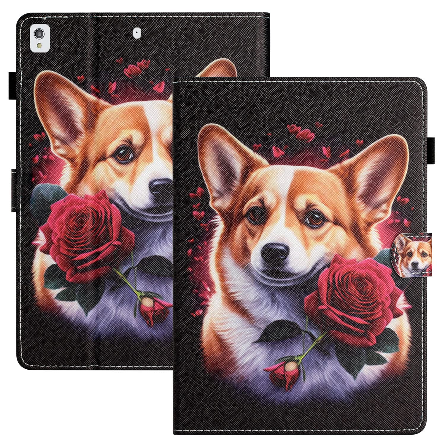 Rosbtib Case for iPad 10.2 (iPad 9. /8. /7. Generation) Cover, Megnetic Closure Stand Function Shockproof Premium PU Leather Protector iPad 10.2 2021/2020 /2019 /iPad Air 10.5" 2019, Corgi