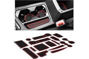 CupHolderHero Fits with Volkswagen VW Tiguan Accessories 2018-2024 Premium Custom Interior Non-Slip Anti Dust Cup Holder Inserts, Center Console Liner Mats, Door Pocket Liners 16-pc Set (Red Trim)