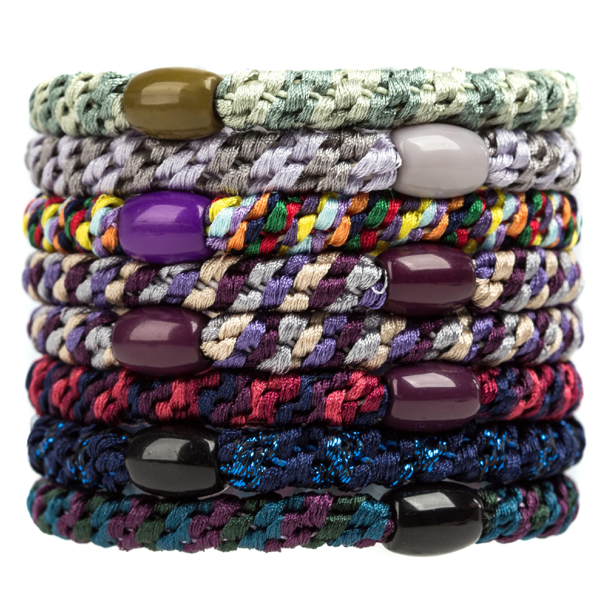 AXEN 8PCS Elastic Hair Tie for Women Girls, Cotton Bands Soft Woven Ponytail Holders for Thick Hair and Curly Hair, Mixed Colors 2 — image 1