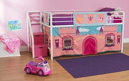 Amazon Com Dhp Princess Castle Design Curtain Set For Junior Loft Bed Kids Furniture Pink Furniture Decor