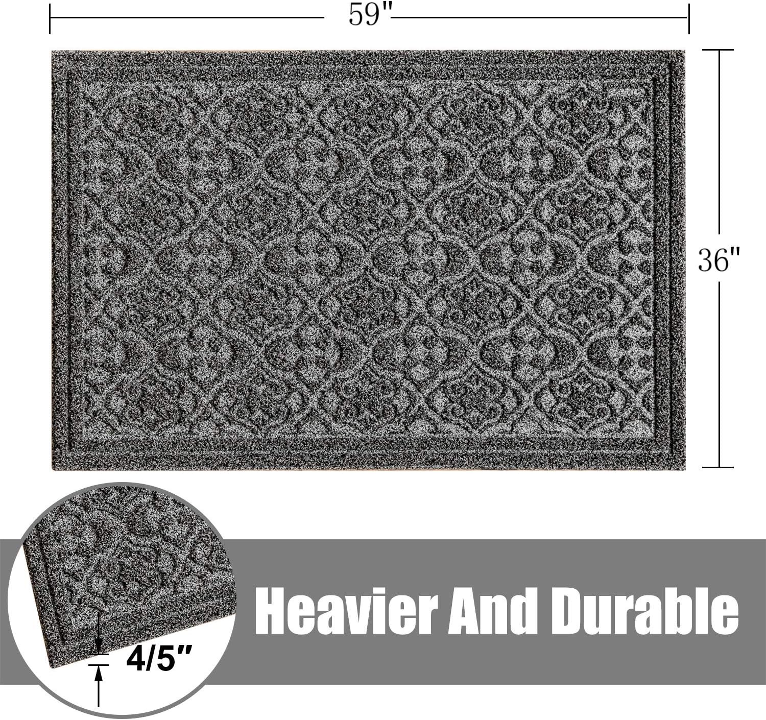 MAT 7-BANQUET Outdoor Door Mat for Front Door 36 x 59 inch Welcome Mat Debris Mud Trapper Outside Rubber Floor Mat Rug Large Extra Thick Textured Outdoor Mat for Entryway Frontgate Waterproof Gray : Garden & Outdoor