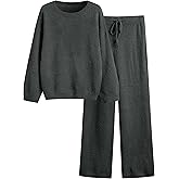 GKBK Lounge Sets for Women 2 Piece Fuzzy Fleece Pajamas Long Sleeve Oversized Lounge Set 2025 Fall Winter Trendy Black-grey M