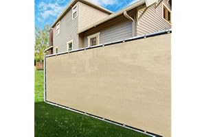 ShadeMart 4' x 10' Fence Privacy Screen Beige Heavy Duty 170 GSM Fencing Mesh Shade Net with Grommets & Zip Ties, 90% Blockage Fence Screen for Balcony Yard Outdoor Garden Pool (We Customize Size)