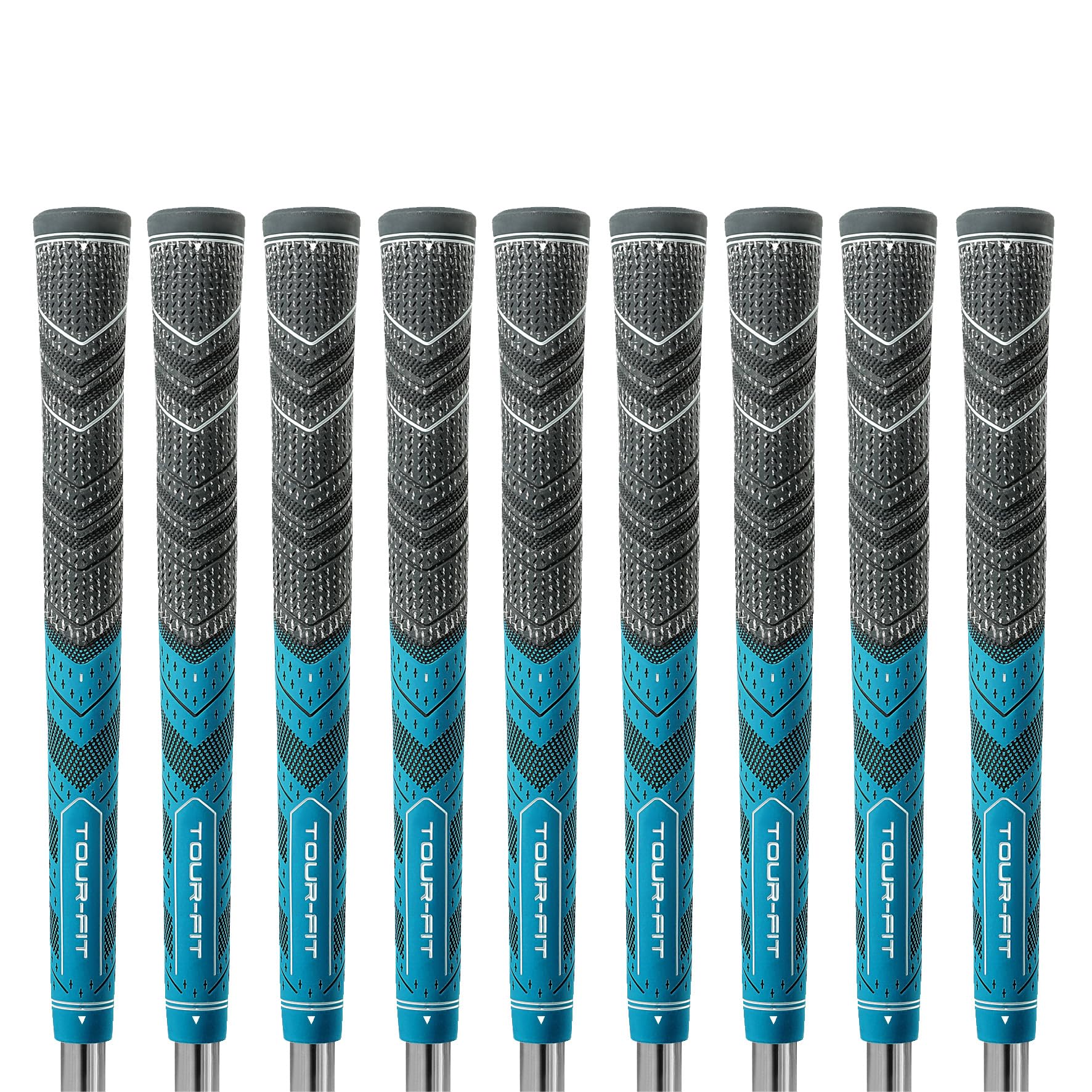 Golf Grip Tour Fit Dual Compound Premium Half Cord Golf Grips Standard Midsize Golf Grips with Golf Tape Set of 1/3/6/9/13 (Midsize, Black/Blue set of 9)