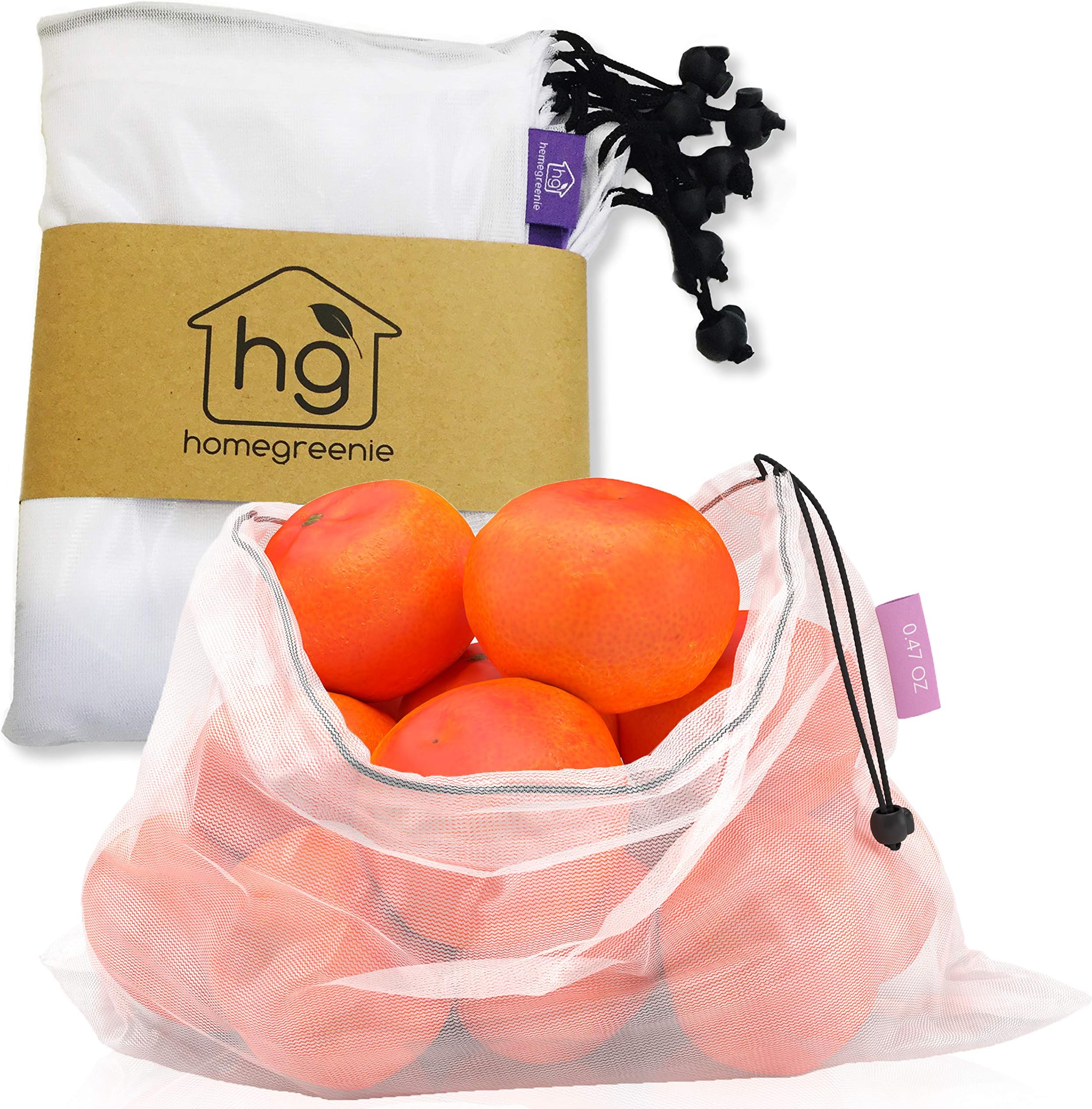 Reusable Produce Bags | Bulk Set of 9 | Keeps Vegetables Fresh | Made of See Through Mesh Polyester