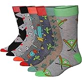 JAMES FIALLO Men’s Colorful Dress Socks – 6 Pairs Fun Novelty Crew Socks for Work & Everyday Style Size 10-13