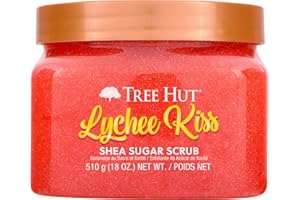 Tree Hut Lychee Kiss Shea Sugar Scrub, Exfoliating, Hydrating & Moisturizing Body Scrub with Shea Butter & Nourishing Essential Oils, Smooth & Soften Skin, 18 oz