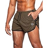 G Gradual Men's Running Shorts 3 Inch Quick Dry Gym Athletic Jogging Shorts with Zipper Pockets
