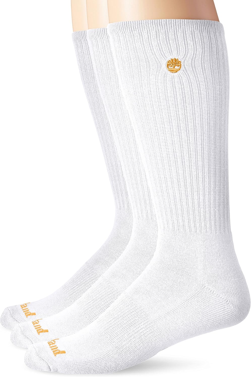 Timberland Men's 3 Pack Cotton Crew Sock, White, 1113 / 912 at Amazon